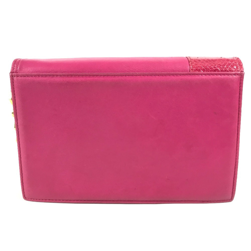 VERSACE Rhinestone Bijoux Logo Flap Chain Bag Crossbody bag Pochette Shoulder Bag Leather pink/Gold Used