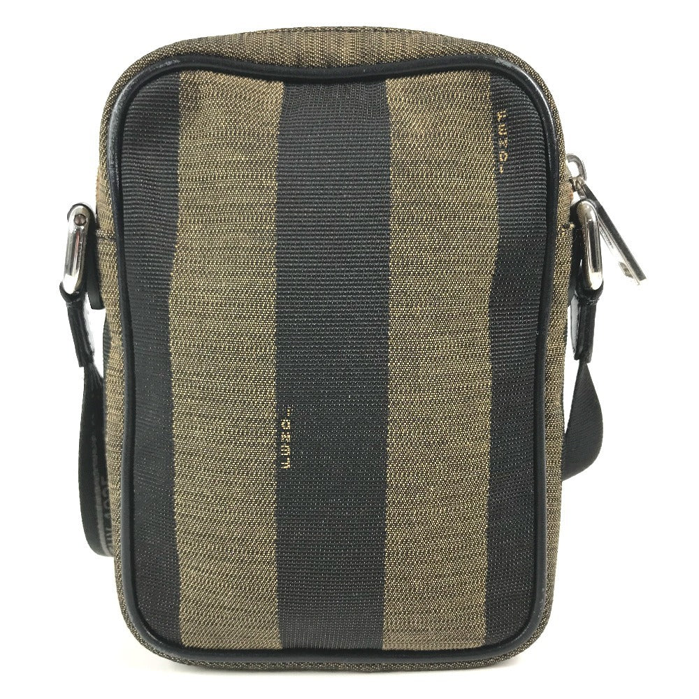 FENDI Pecan logo Crossbody Pochette bag Shoulder Bag Leather/Canvas Brown/Black Used
