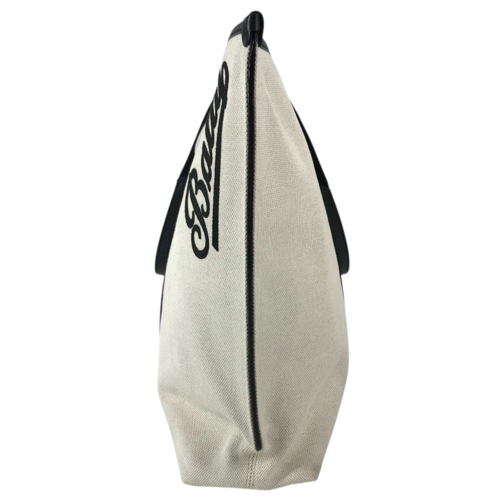 BALLY Logo Bicolor Shoulder Bag Tote Bag Shoulder Bag Leather/Canvas Black/Ivory Used
