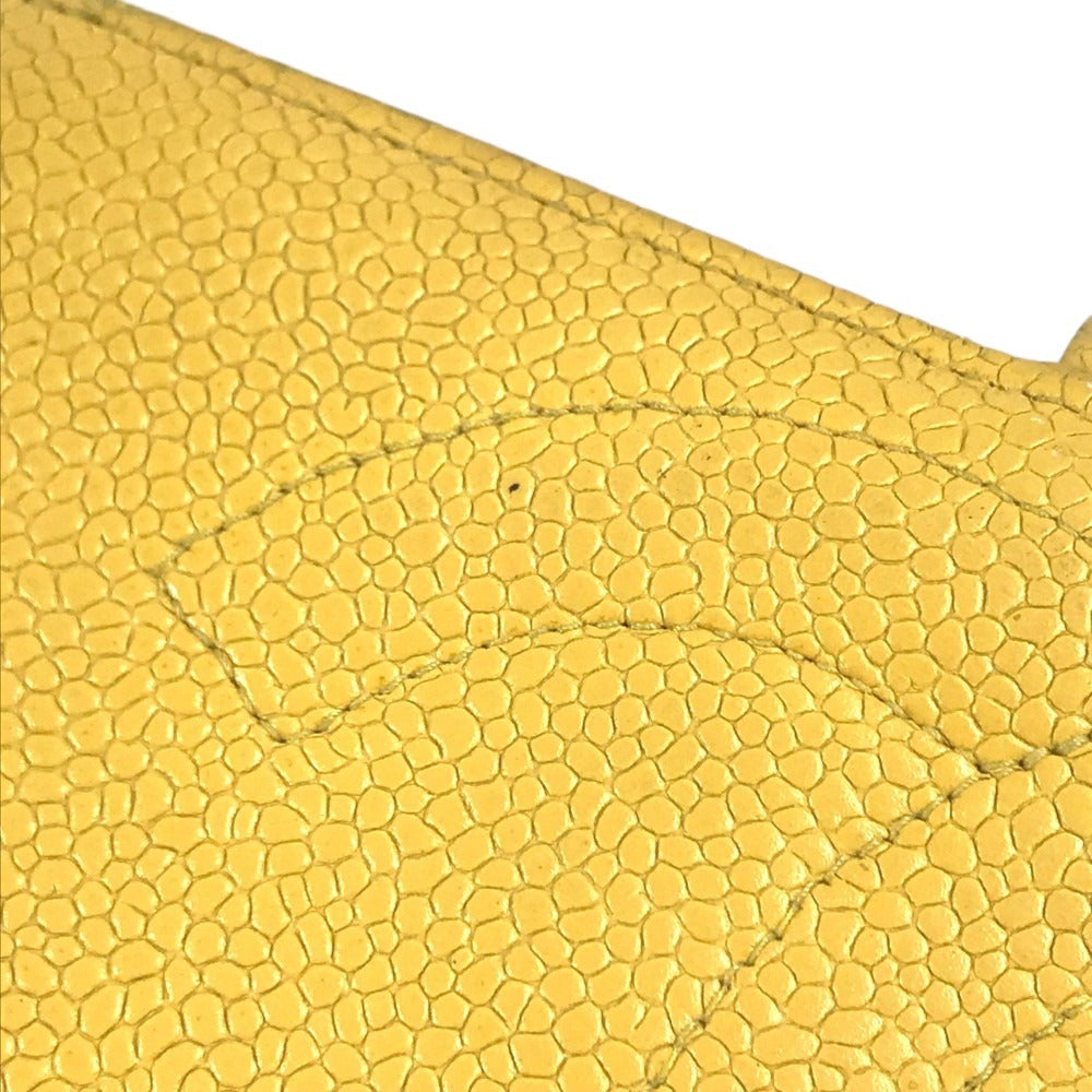CHANEL Big Logo CC CC Mark long wallet bifold Long Wallet Caviar Leather yellow Used