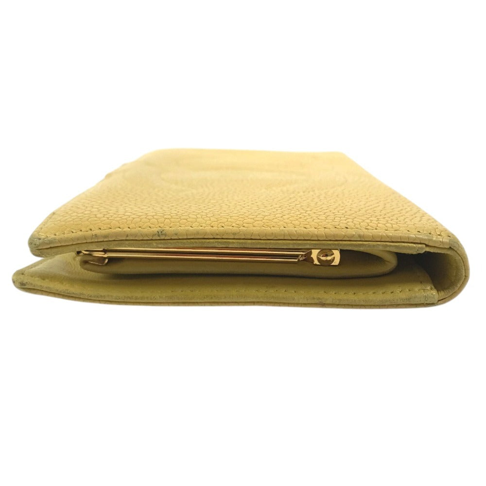 CHANEL Big Logo CC CC Mark long wallet bifold Long Wallet Caviar Leather yellow Used