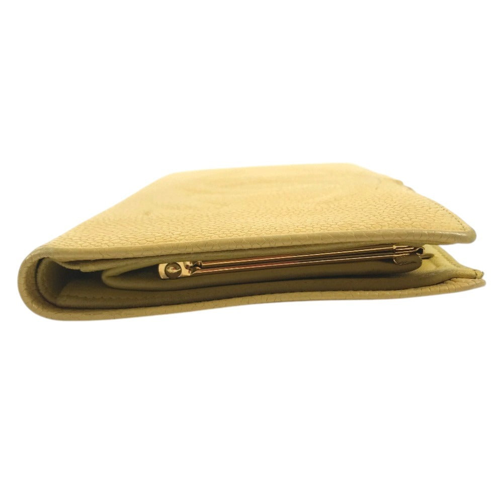 CHANEL Big Logo CC CC Mark long wallet bifold Long Wallet Caviar Leather yellow Used