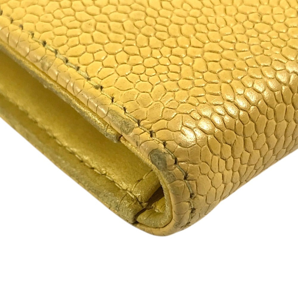 CHANEL Big Logo CC CC Mark long wallet bifold Long Wallet Caviar Leather yellow Used