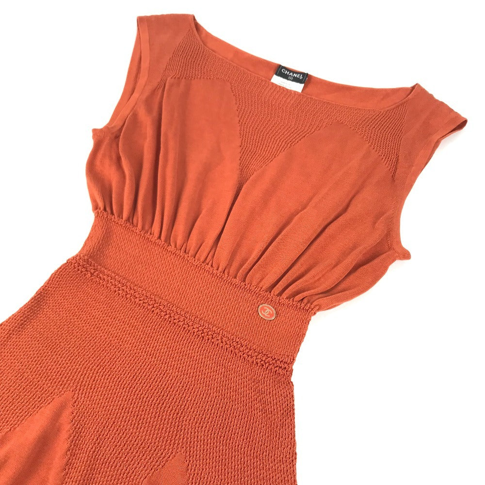 CHANEL P40715 CC Logo CC Mark Mesh apparel Dress cotton Orange Used