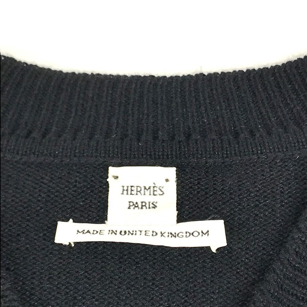 HERMES logo Apparel Long-sleeved tops Long-sleeved knit knit Cashmere Black Used