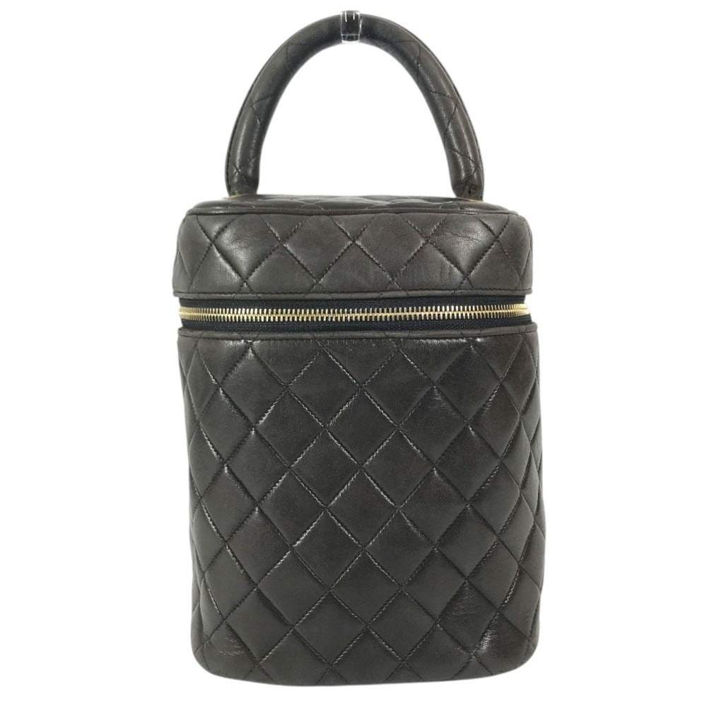 CHANEL CC CC Mark logo vintage Matelasse Quilted Vanity Bag Bag, Box, Makeup Box, Pouch Hand Bag Leather Black Used