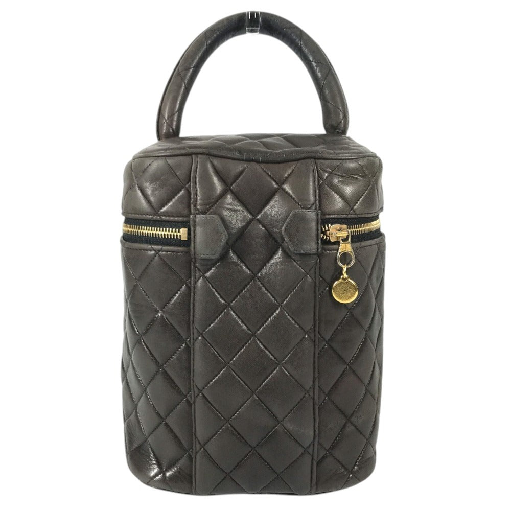 CHANEL CC CC Mark logo vintage Matelasse Quilted Vanity Bag Bag, Box, Makeup Box, Pouch Hand Bag Leather Black Used