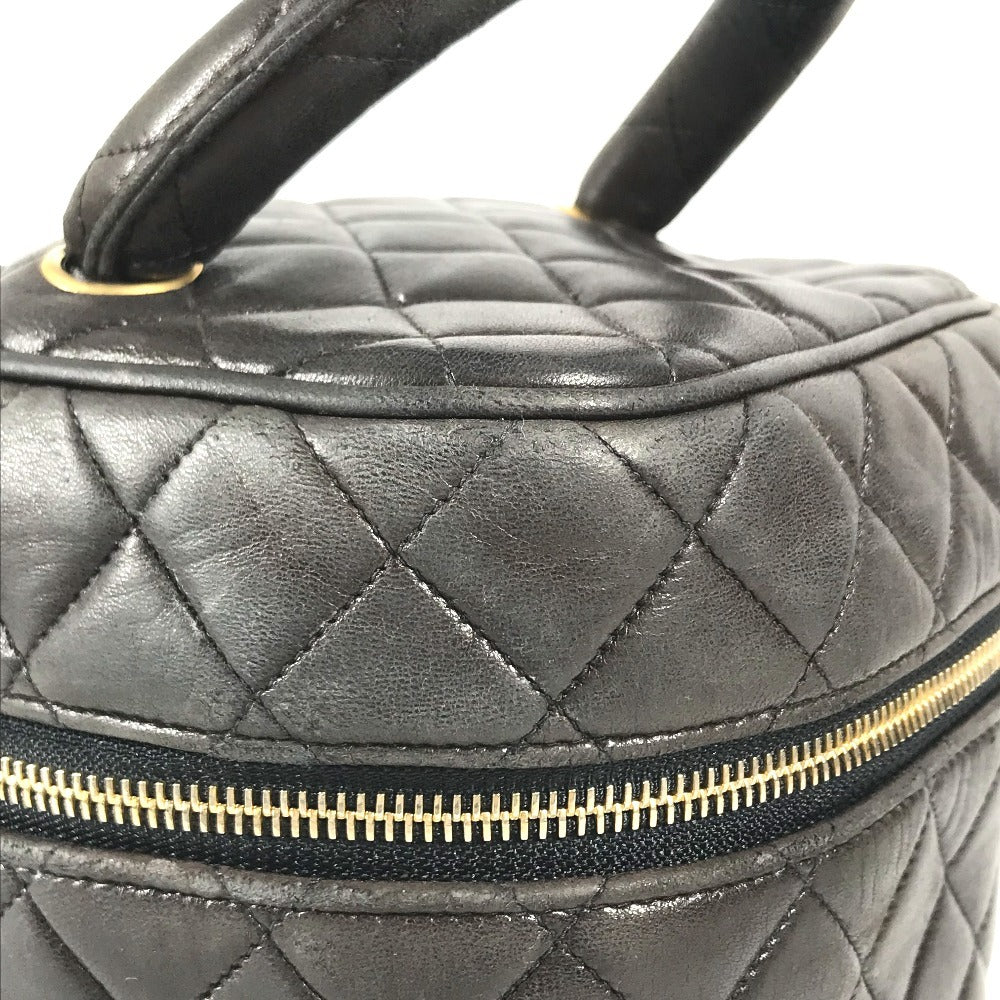 CHANEL CC CC Mark logo vintage Matelasse Quilted Vanity Bag Bag, Box, Makeup Box, Pouch Hand Bag Leather Black Used