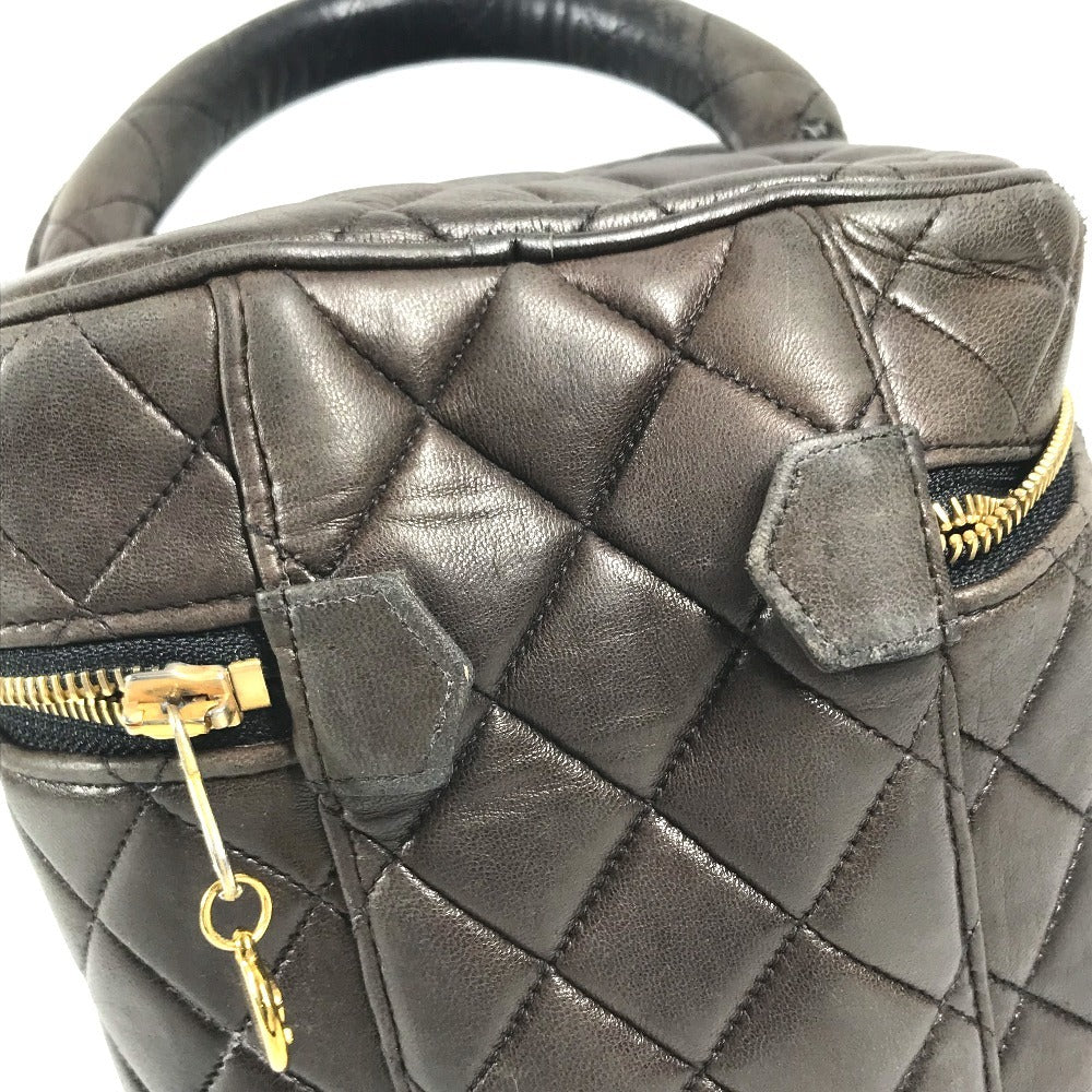 CHANEL CC CC Mark logo vintage Matelasse Quilted Vanity Bag Bag, Box, Makeup Box, Pouch Hand Bag Leather Black Used
