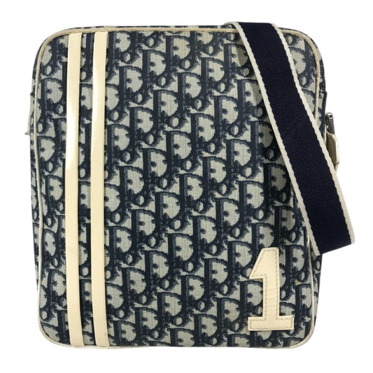 Dior Logo Trotter No. 1 Crossbody bag Pochette Shoulder Bag PVC / Patent Leather blue/White Used