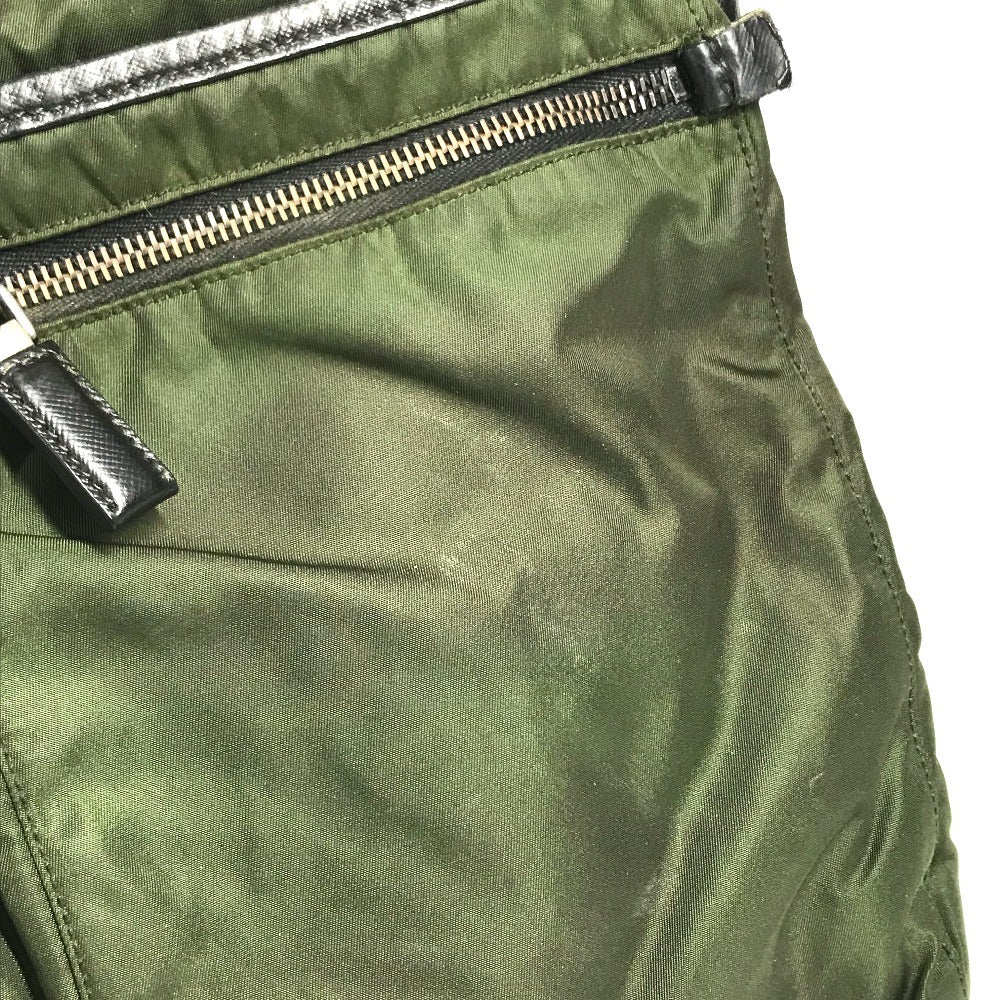 PRADA triangle logo triangle logo plate Crossbody bag Shoulder Bag Nylon / Leather khaki/Black Used