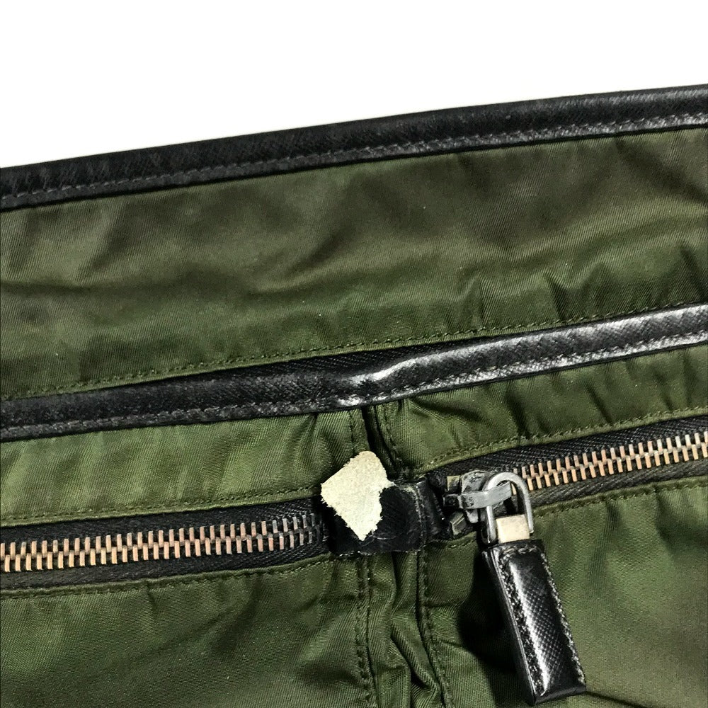PRADA triangle logo triangle logo plate Crossbody bag Shoulder Bag Nylon / Leather khaki/Black Used