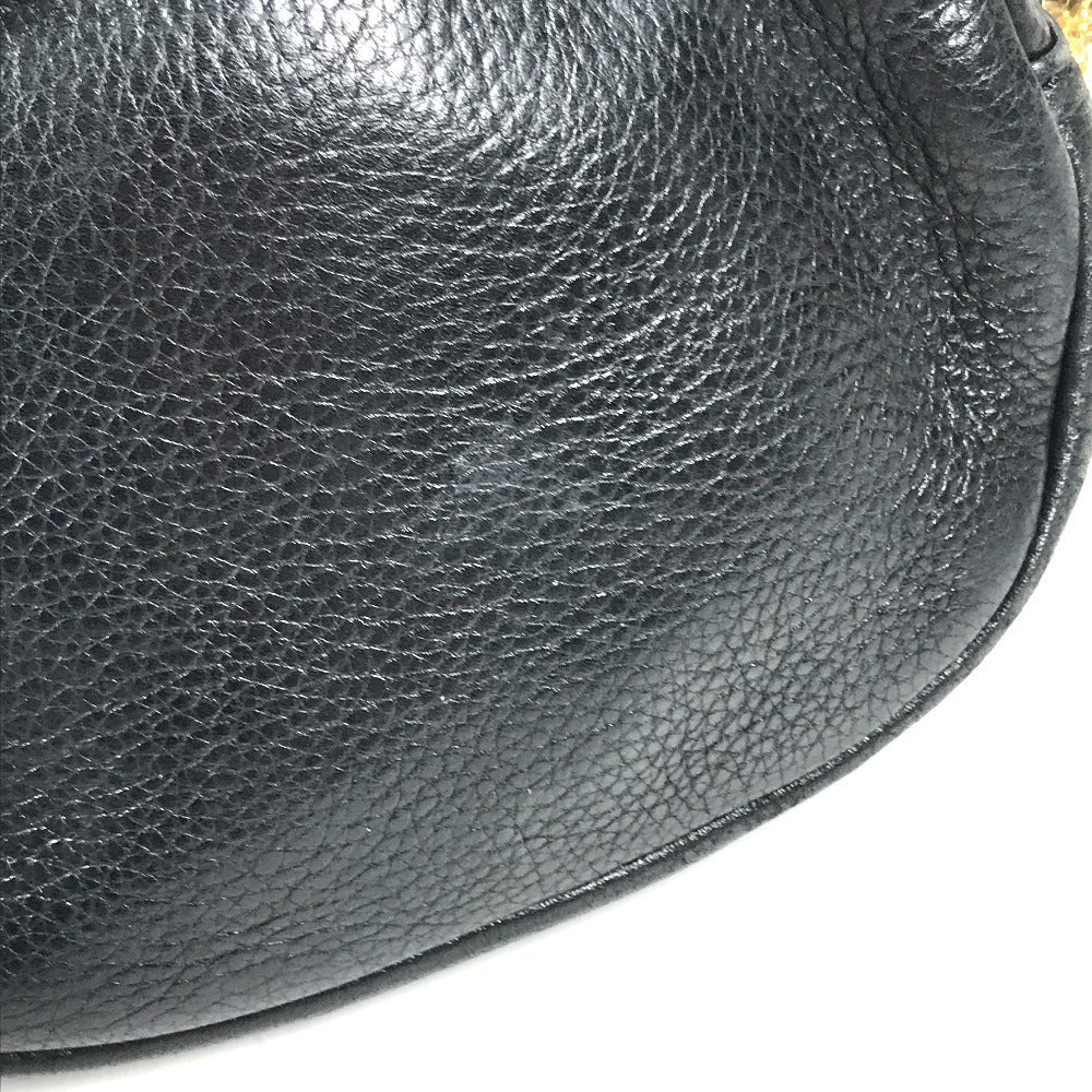 VERSACE vintage Logo Big Medusa Crossbody bag Pochette Shoulder Bag Leather Black/Gold Used