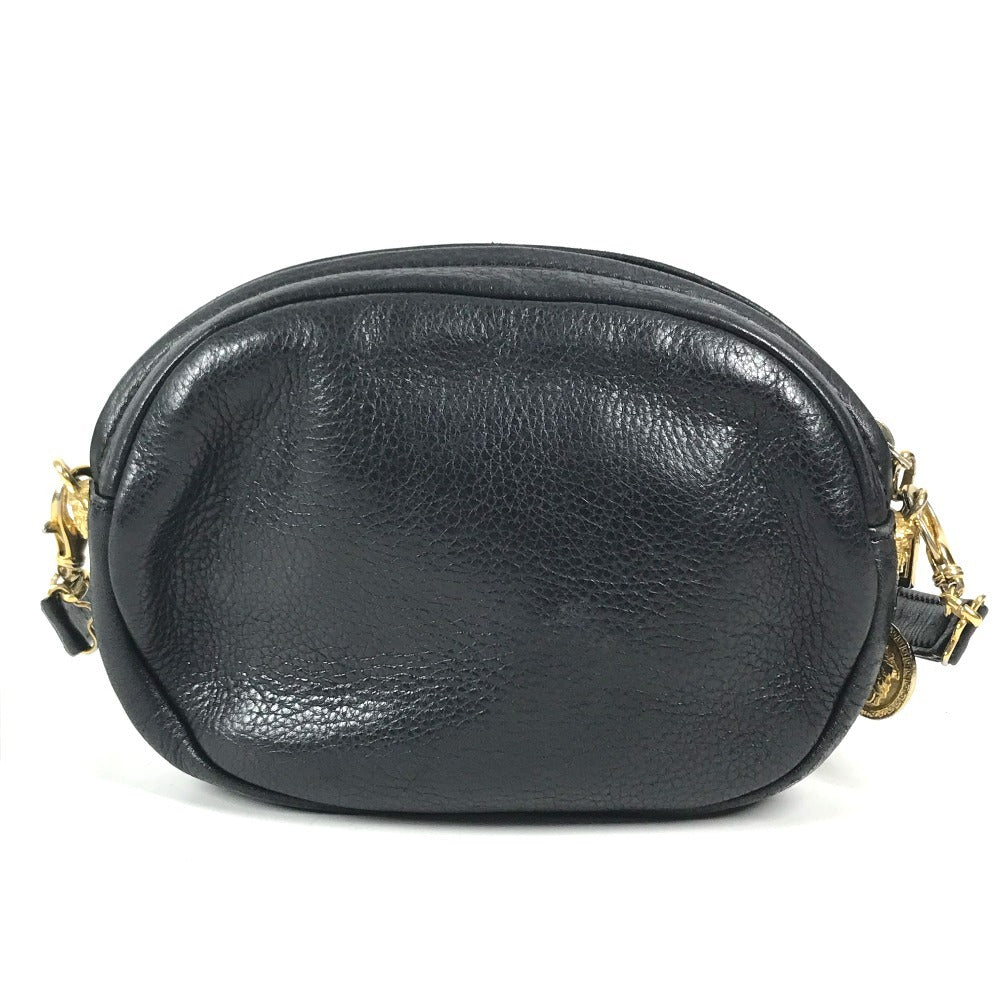 VERSACE vintage Logo Big Medusa Crossbody bag Pochette Shoulder Bag Leather Black/Gold Used