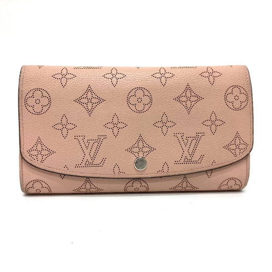 LOUIS VUITTON M60145 Monogram Mahina Portefeuille Iris Bifold Long Wallet in Monogram Mahina Leather, Women's, Magnolia Pink