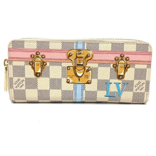 LOUIS VUITTON N60109 Damier Azur Summer Trunk Collection Portefeuille Clemence Long Wallet in Damier Azur Canvas, Women's, White