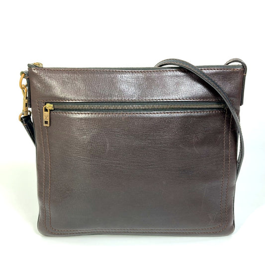 LOUIS VUITTON M93453 Utah Pochette, Shawnee MM, Crossbody Shoulder Bag, Utah Leather, Men's, Cafe Brown