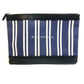 BALENCIAGA 420407 Stripe Logo Navy Clip M Large Pouch/Clutch Bag in Canvas/Leather, Unisex, Navy and Black
