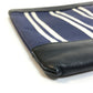 BALENCIAGA 420407 Stripe Logo Navy Clip M Large Pouch/Clutch Bag in Canvas/Leather, Unisex, Navy and Black