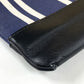 BALENCIAGA 420407 Stripe Logo Navy Clip M Large Pouch/Clutch Bag in Canvas/Leather, Unisex, Navy and Black