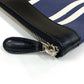 BALENCIAGA 420407 Stripe Logo Navy Clip M Large Pouch/Clutch Bag in Canvas/Leather, Unisex, Navy and Black