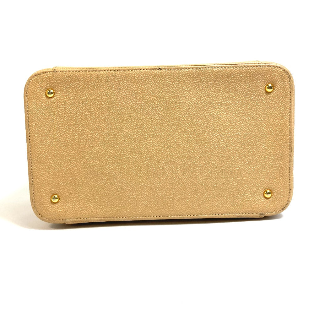 CHANEL CC ココマーク バニティバッグ カバン 2WAY ハンドバッグ 肩掛け 斜め掛け ショルダーバッグ キャビアスキン レディース ベージュ - brandshop-reference