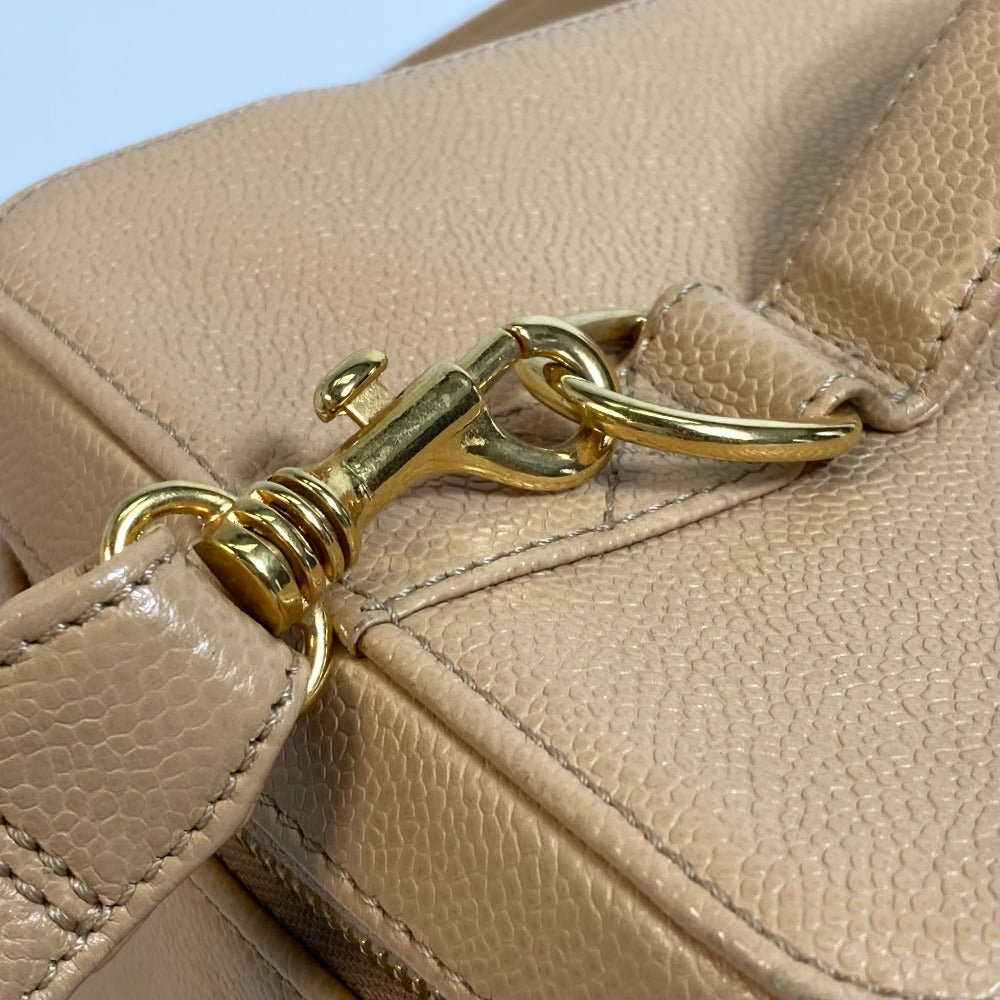 CHANEL CC ココマーク バニティバッグ カバン 2WAY ハンドバッグ 肩掛け 斜め掛け ショルダーバッグ キャビアスキン レディース ベージュ - brandshop-reference