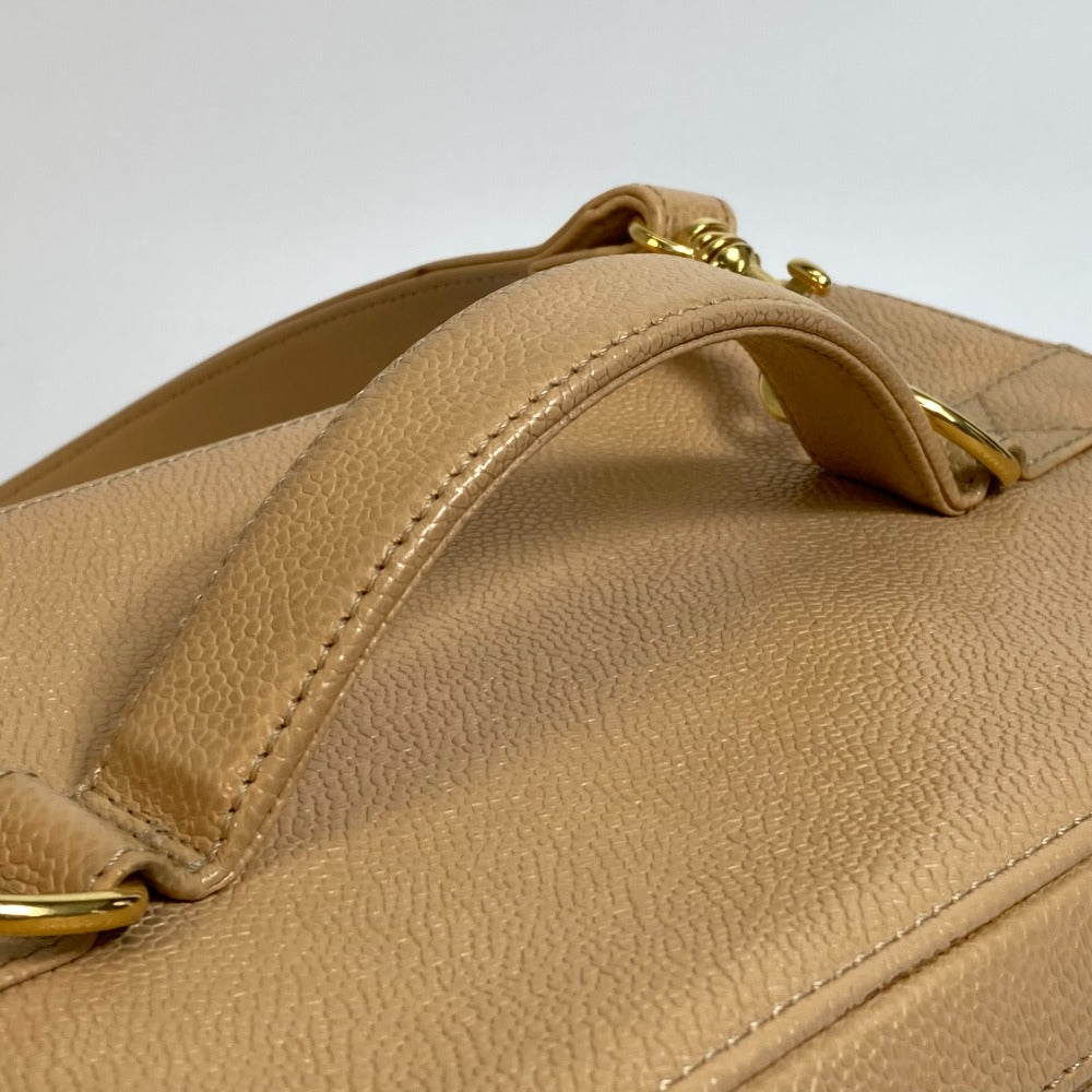 CHANEL CC ココマーク バニティバッグ カバン 2WAY ハンドバッグ 肩掛け 斜め掛け ショルダーバッグ キャビアスキン レディース ベージュ - brandshop-reference