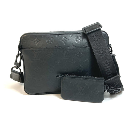 LOUIS VUITTON M69827 Monogram Shadow Duo Messenger Bag, Crossbody Bag, Monogram Shadow Leather, Men's, Black