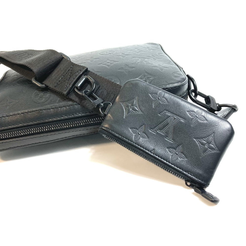 LOUIS VUITTON M69827 Monogram Shadow Duo Messenger Bag, Crossbody Bag, Monogram Shadow Leather, Men's, Black