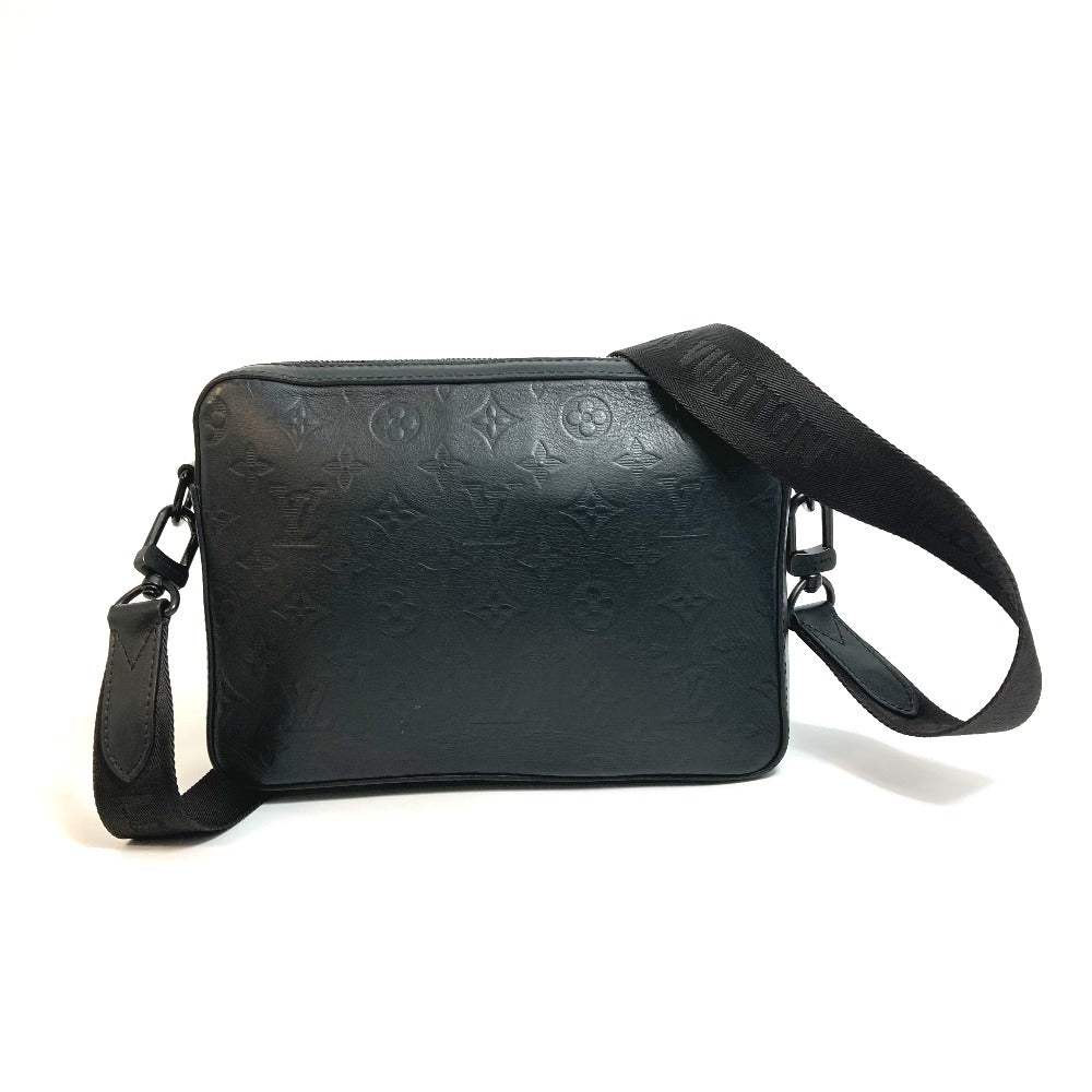 LOUIS VUITTON M69827 Monogram Shadow Duo Messenger Bag, Crossbody Bag, Monogram Shadow Leather, Men's, Black