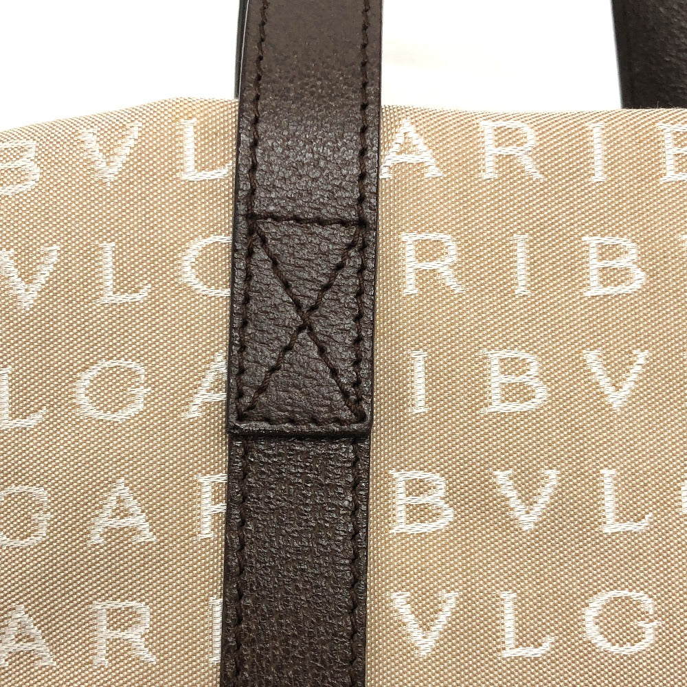 BVLGARI Logomania Tote Bag, Canvas/Leather, Beige, Women's