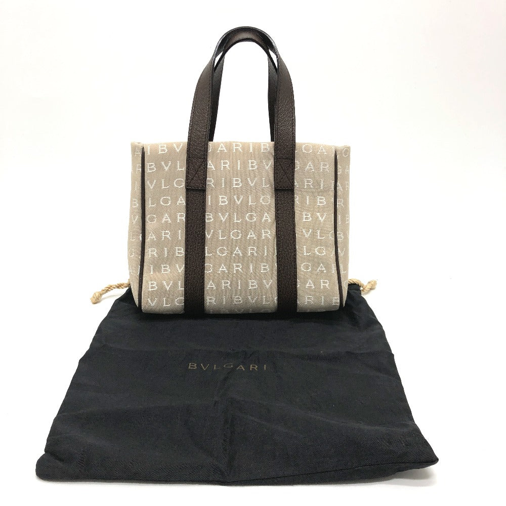 BVLGARI Logomania Tote Bag, Canvas/Leather, Beige, Women's