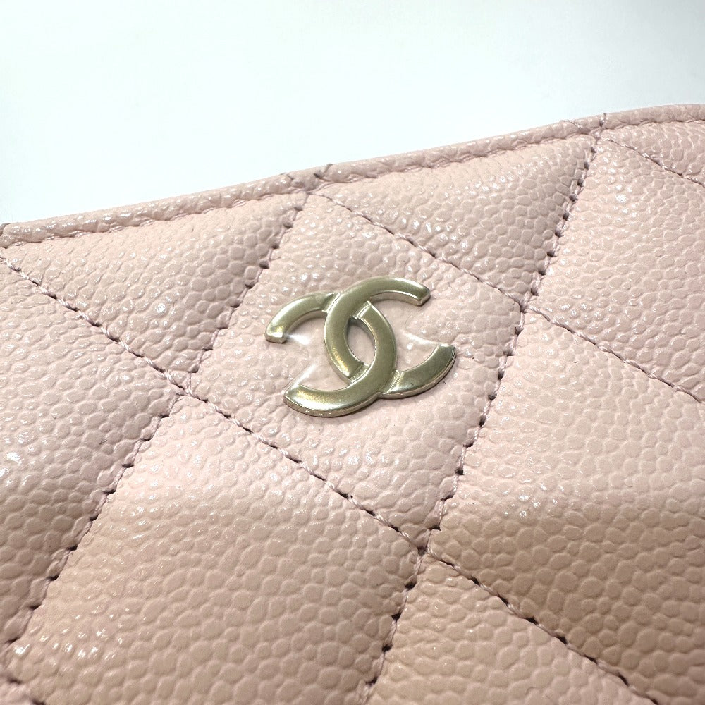 CHANEL AP0216 Matelasse Classic Zip Coin Purse, Caviar Leather, Women's, Pink