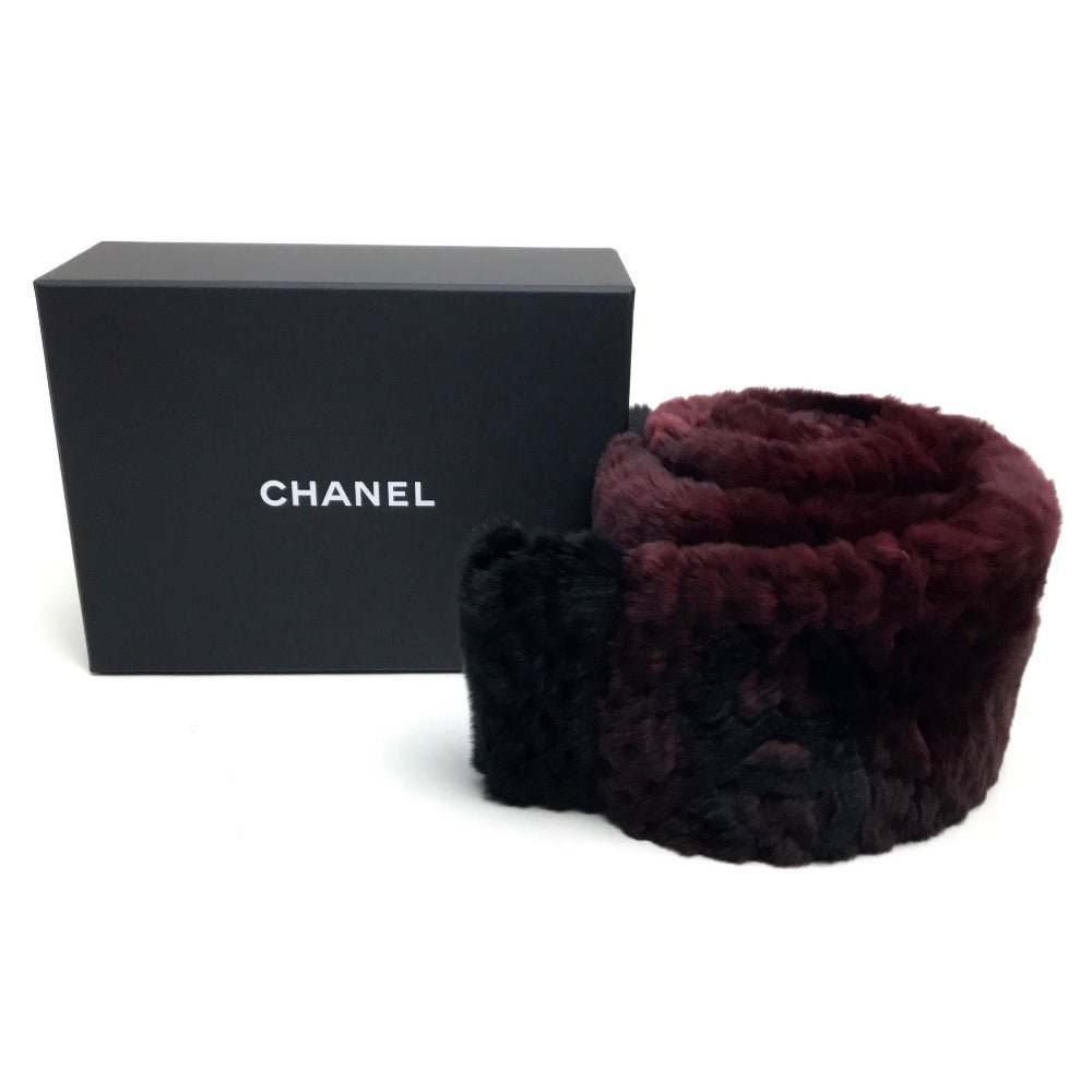 CHANEL CC Coco Mark Fur Scarf for Women, Red and Bordeaux