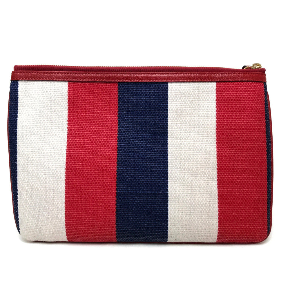 GUCCI 524788 Men's and Women's Baiadera Sylvie Striped Logo Clutch Bag Canvas/Leather Unisex Red