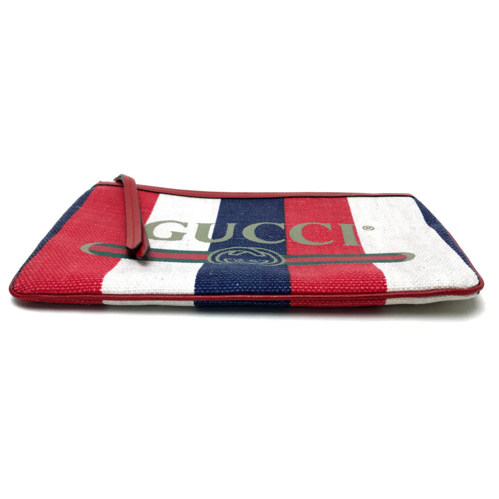GUCCI 524788 Men's and Women's Baiadera Sylvie Striped Logo Clutch Bag Canvas/Leather Unisex Red