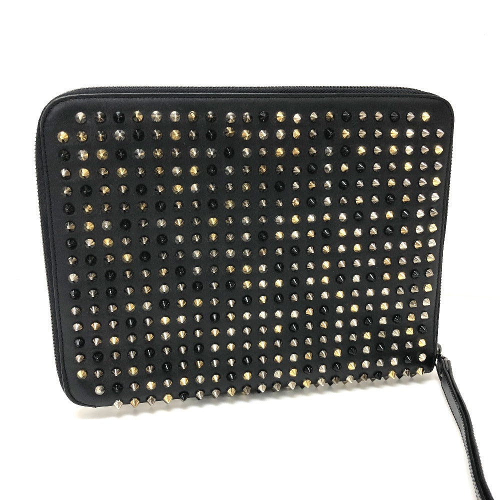 Christian Louboutin spiked studs round zipper iPad case, leather, black