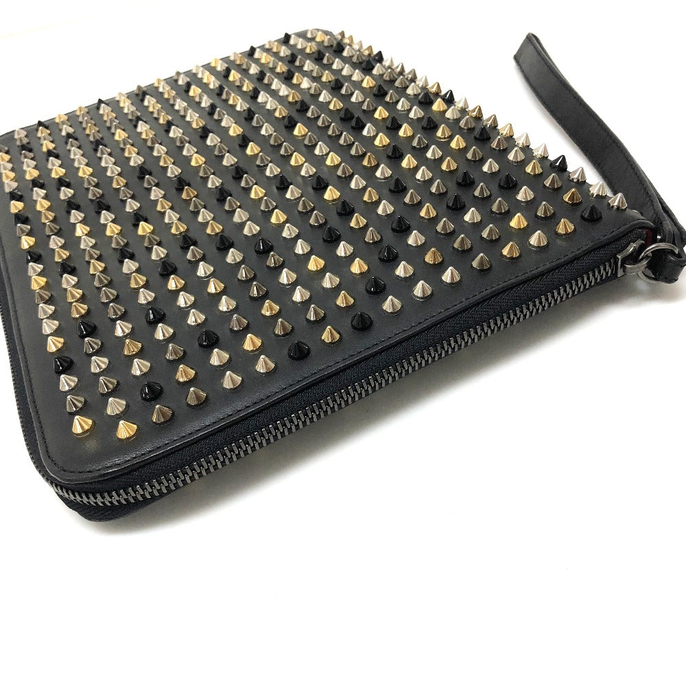 Christian Louboutin spiked studs round zipper iPad case, leather, black