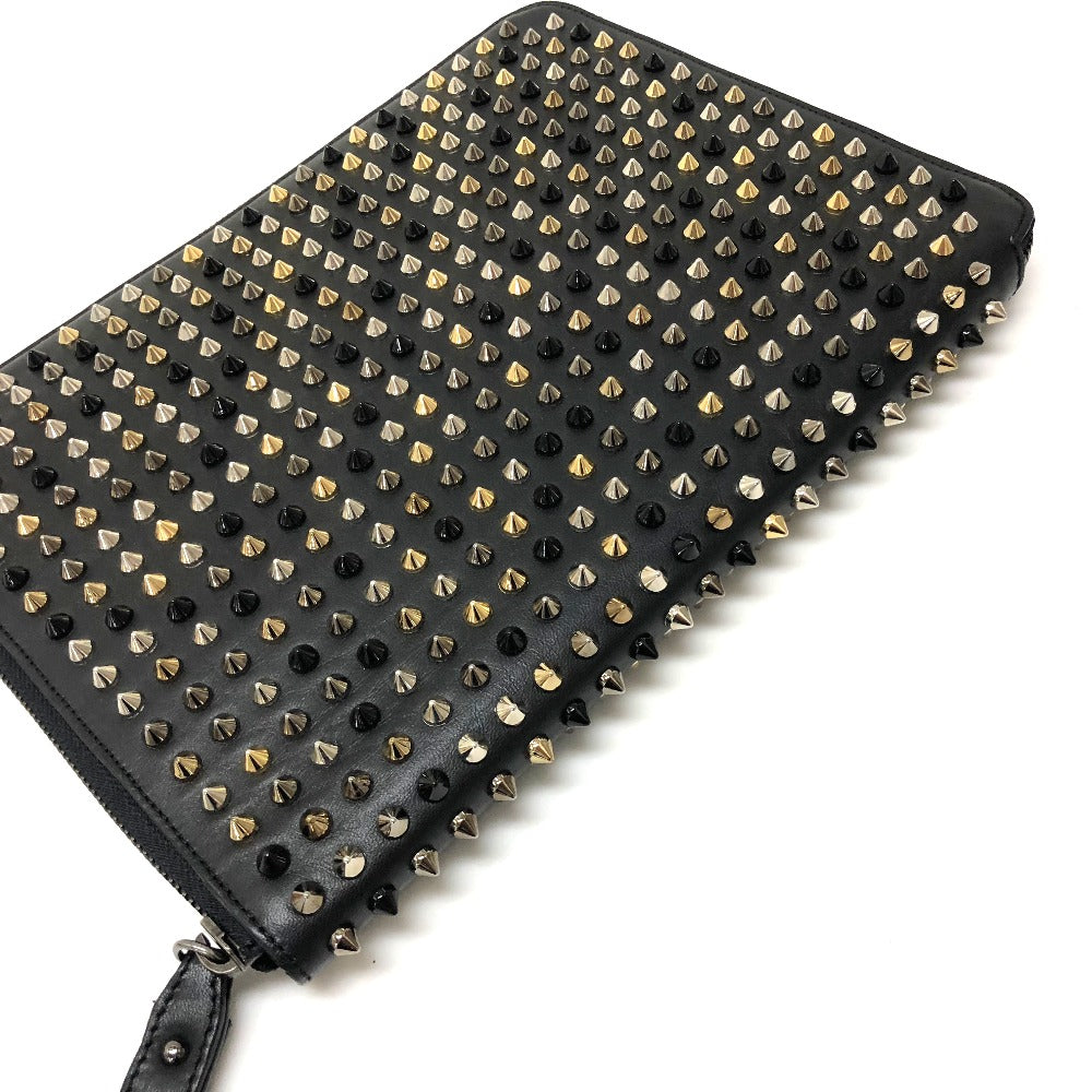 Christian Louboutin spiked studs round zipper iPad case, leather, black