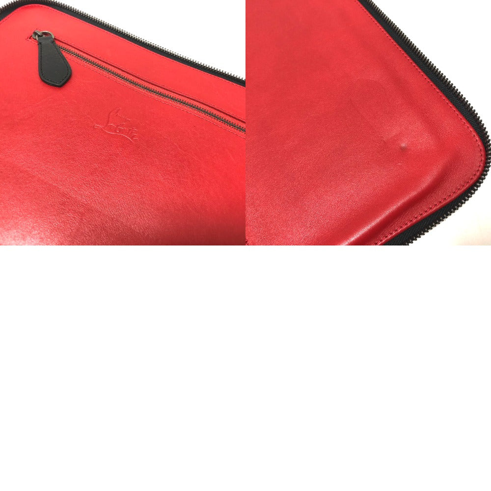 Christian Louboutin spiked studs round zipper iPad case, leather, black