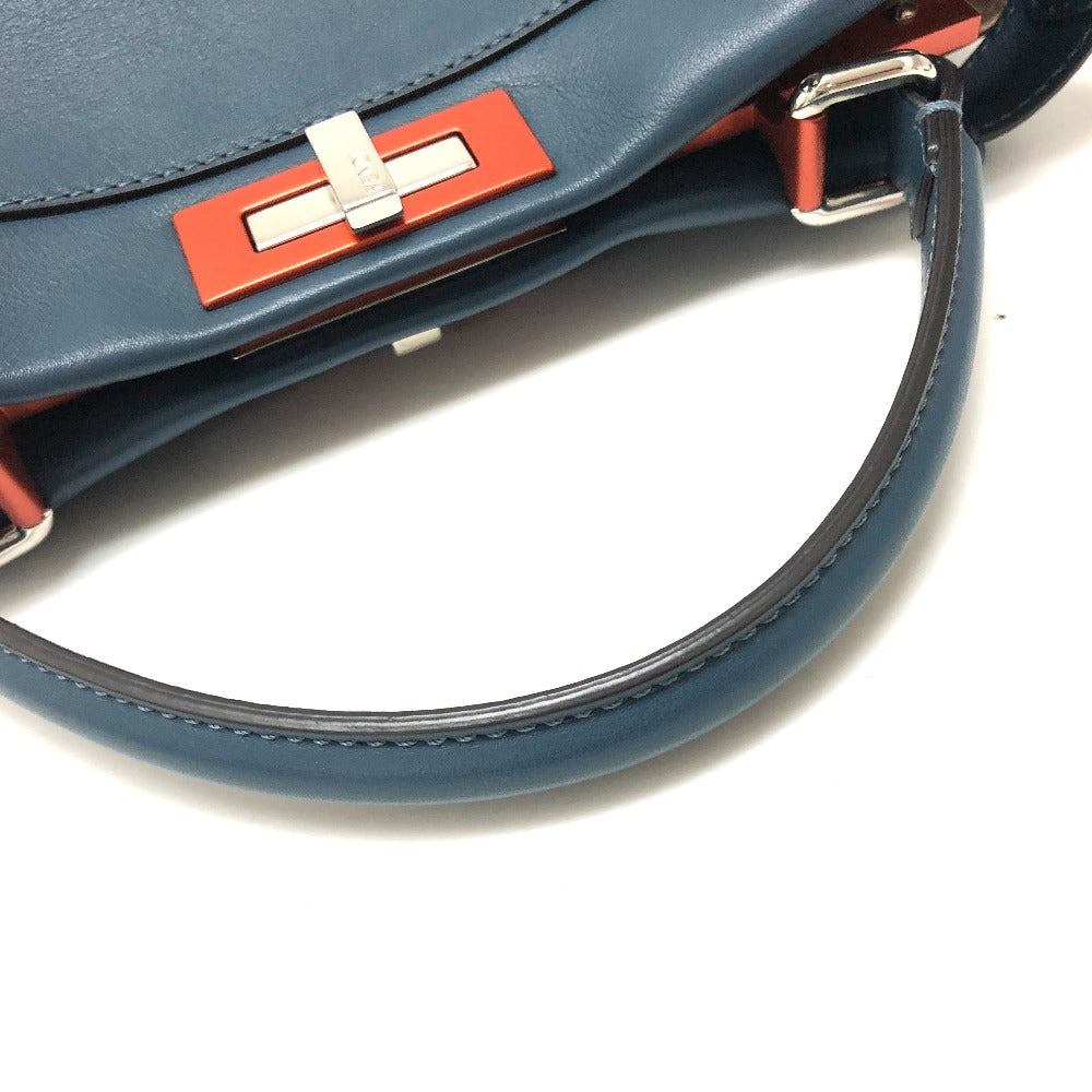 FENDI 8BN290 Peekaboo Regular Shoulder Bag/Handbag Leather Women's Blue