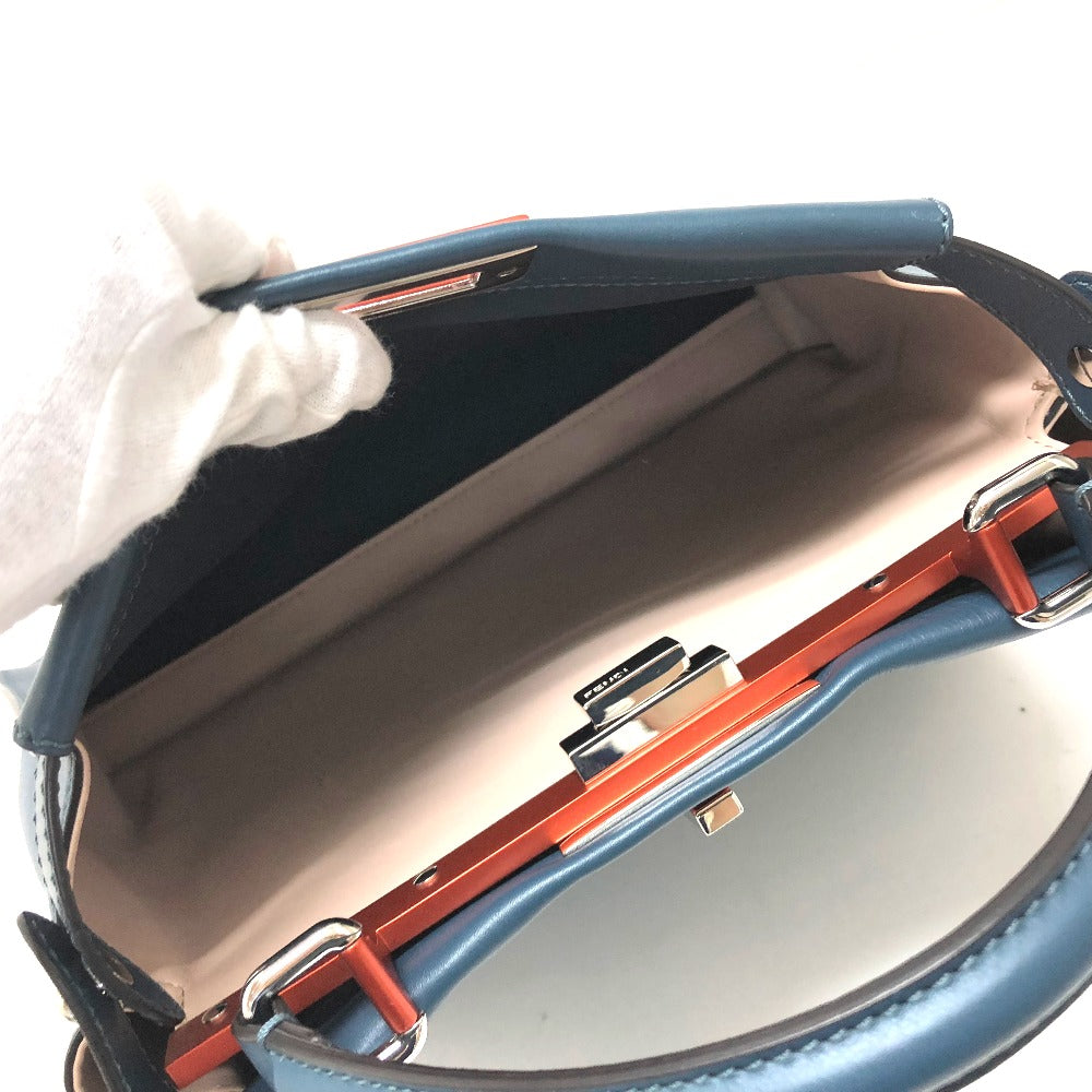 FENDI 8BN290 Peekaboo Regular Shoulder Bag/Handbag Leather Women's Blue