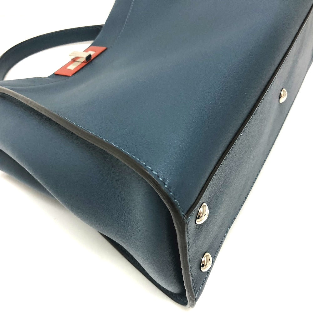 FENDI 8BN290 Peekaboo Regular Shoulder Bag/Handbag Leather Women's Blue