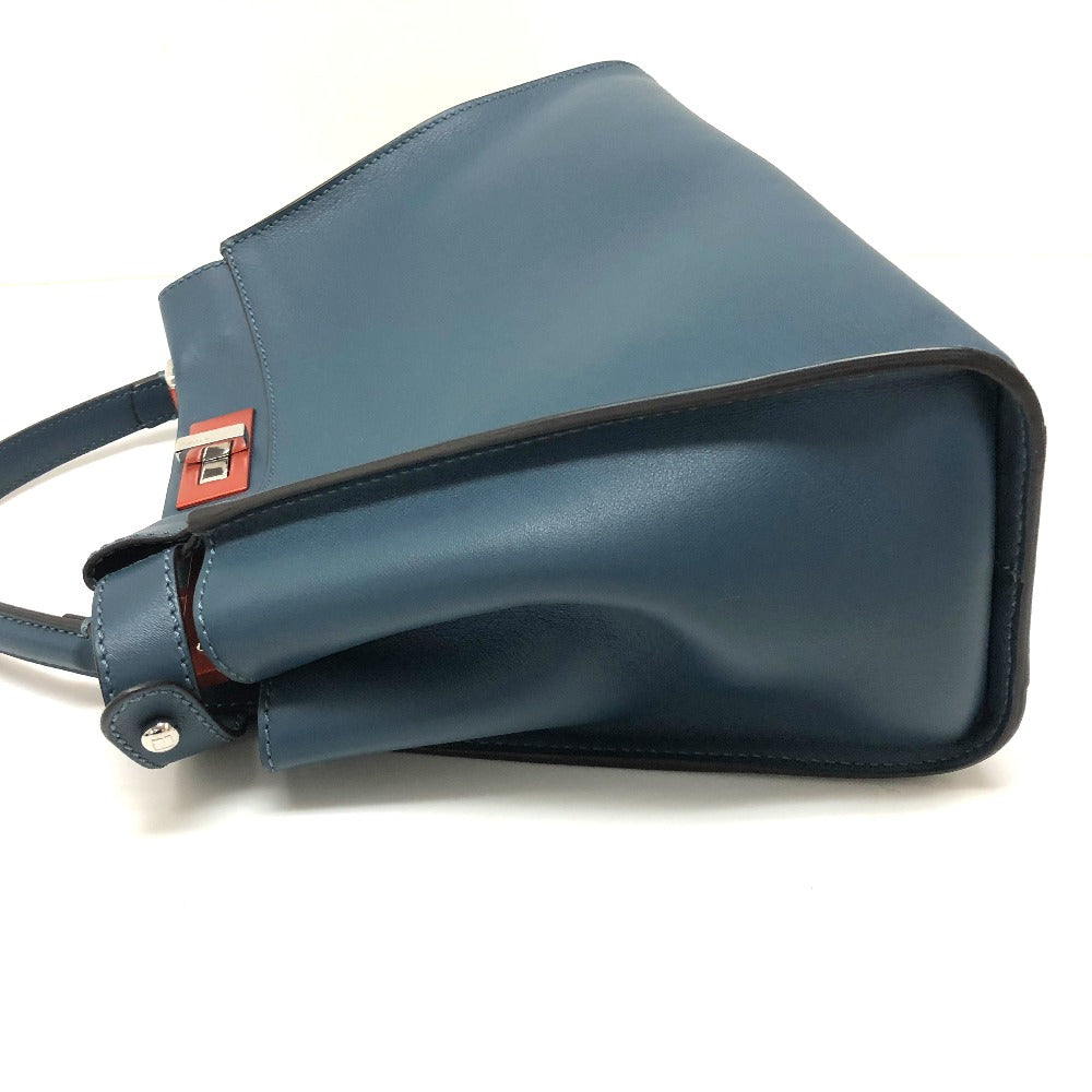 FENDI 8BN290 Peekaboo Regular Shoulder Bag/Handbag Leather Women's Blue