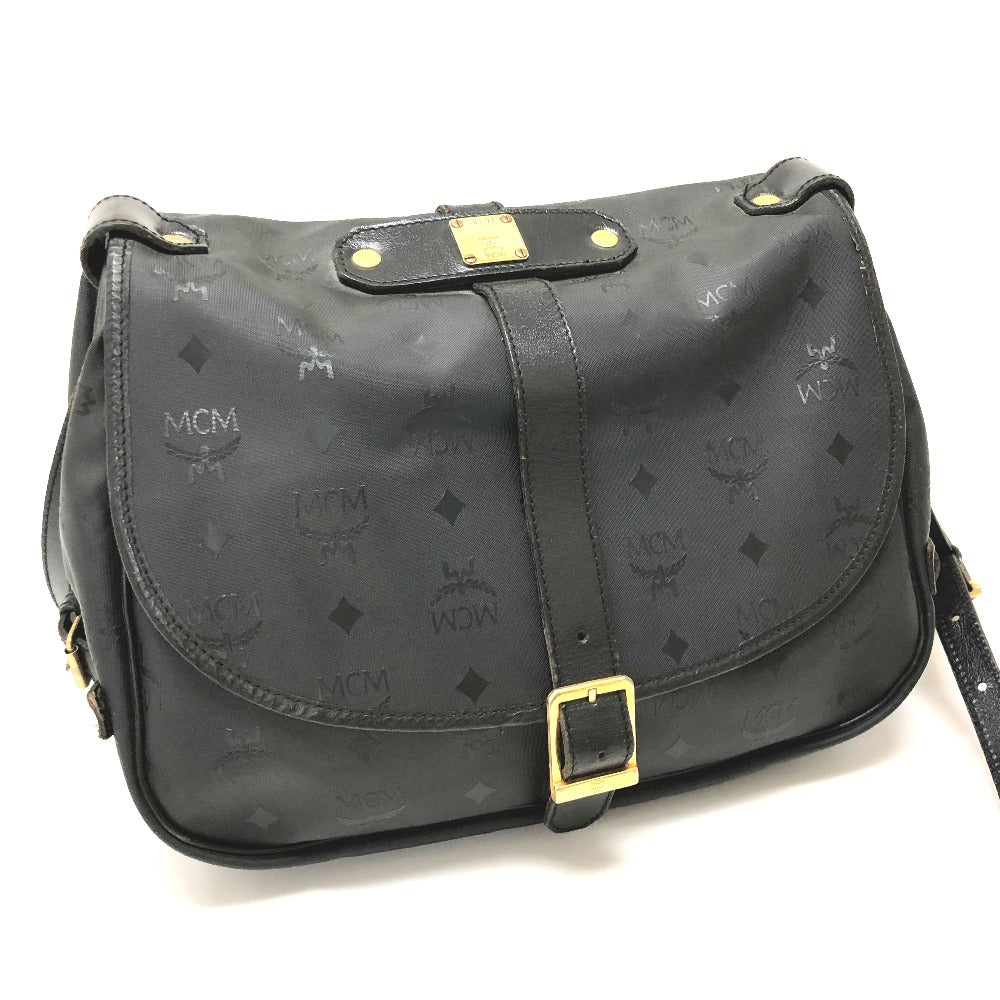 MCM Crossbody Logogram Messenger Bag Shoulder Bag in PVC/Leather, Black