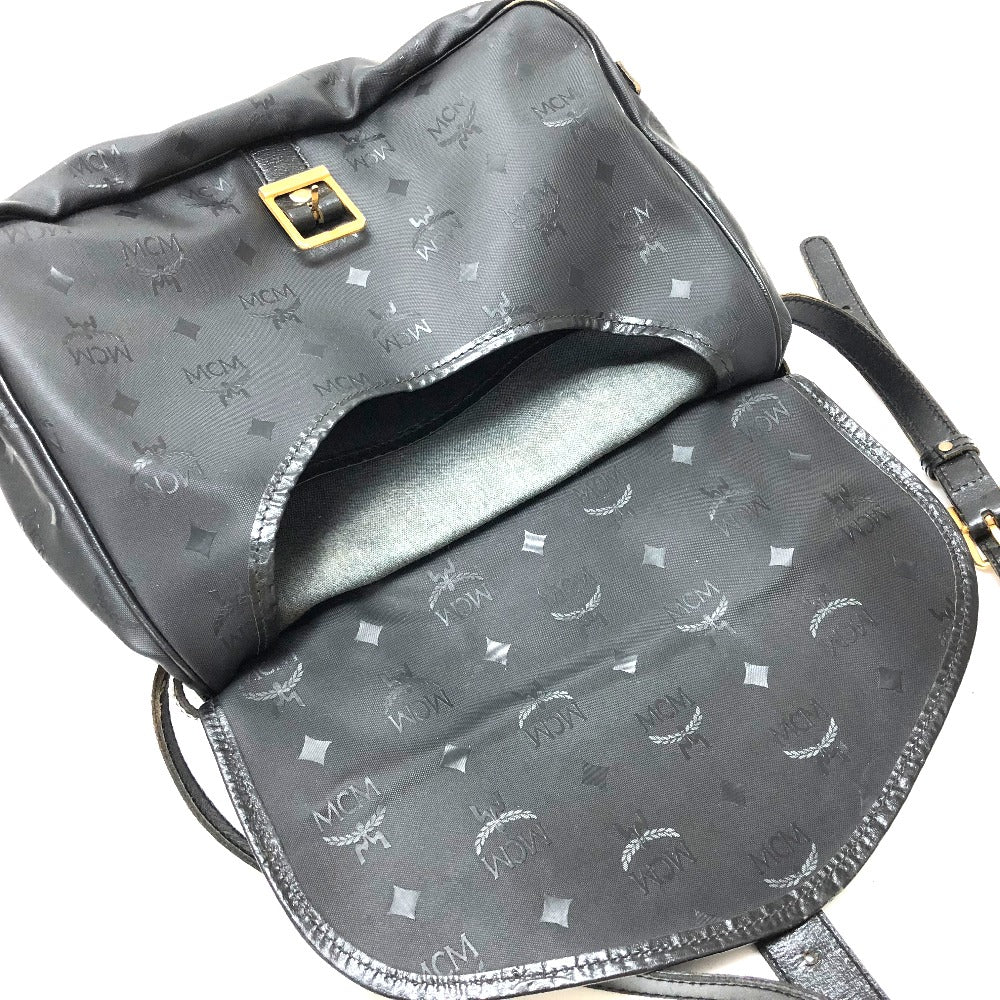 MCM Crossbody Logogram Messenger Bag Shoulder Bag in PVC/Leather, Black