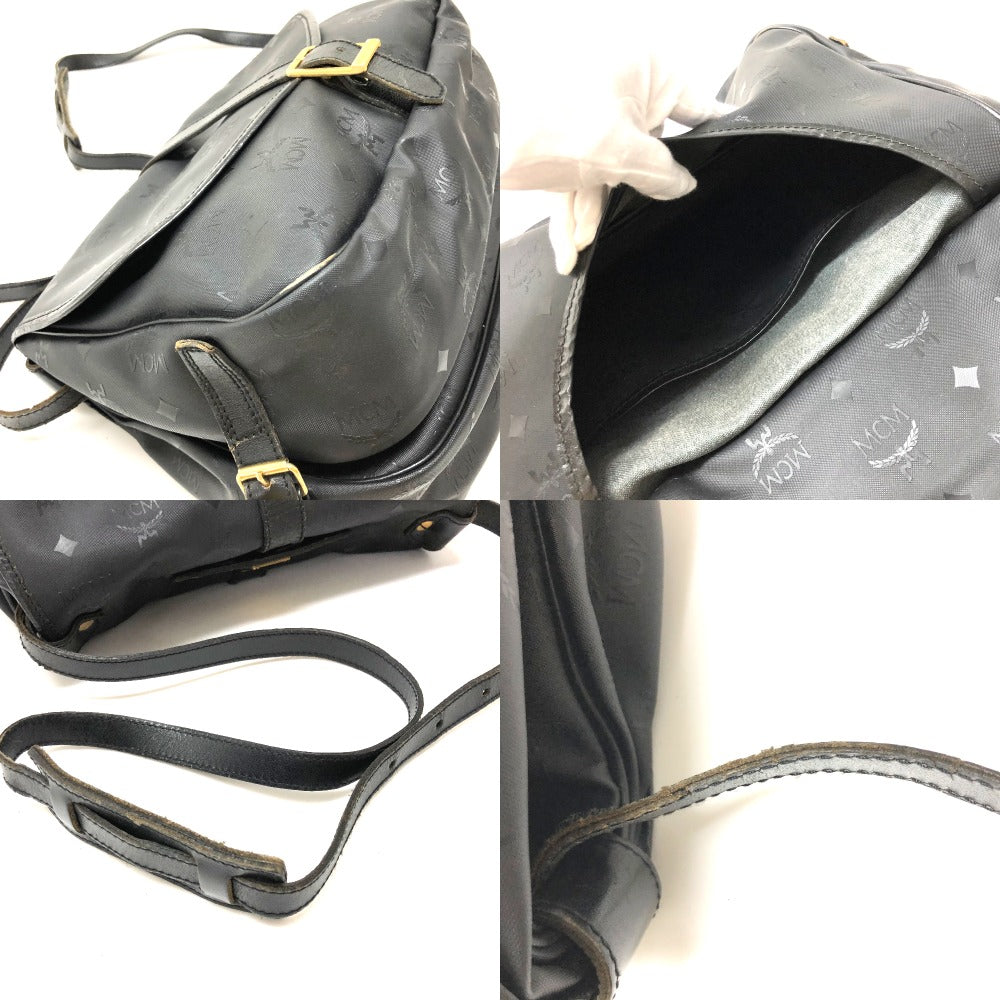 MCM Crossbody Logogram Messenger Bag Shoulder Bag in PVC/Leather, Black