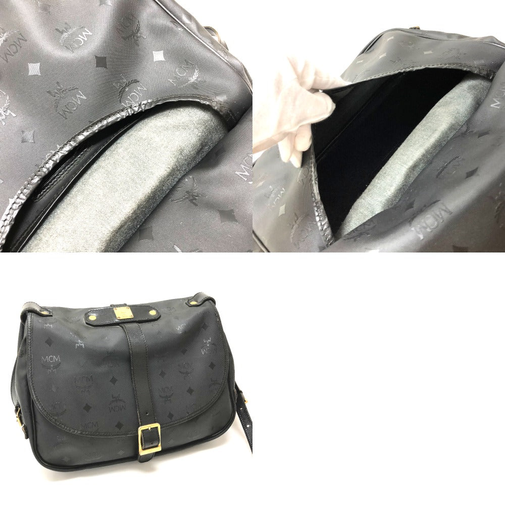 MCM Crossbody Logogram Messenger Bag Shoulder Bag in PVC/Leather, Black