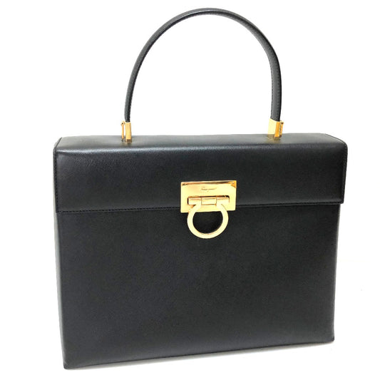 Salvatore Ferragamo Gancini 2-Way Leather Handbag, Black, Women's
